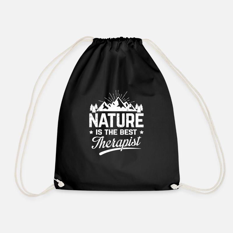 Nature is the best therapist - Drawstring Bag - black