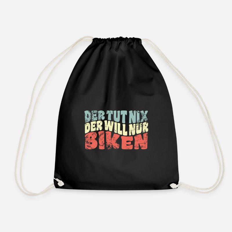 Der tut nix, der will nur biken - Spruch - Turnbeutel - Schwarz