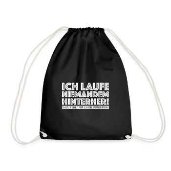 Ich laufe niemandem hinterher | Kondition - Turnbeutel - Schwarz - Vorne