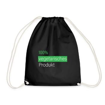 100% vegetarisches Produkt - Turnbeutel - Schwarz - Vorne