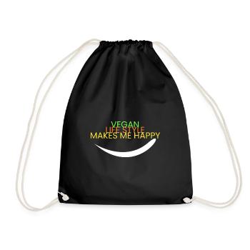 vegan lifestyle - I'm happy - Drawstring Bag - black - Front