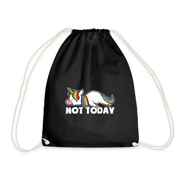 Not today - Tired and lazy - Unicorn - Drawstring Bag - black - Front