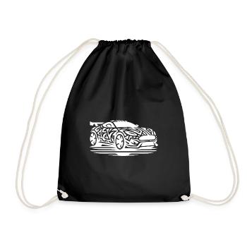 Racy cool sports car in tribal tattoo style - Drawstring Bag - black - Front