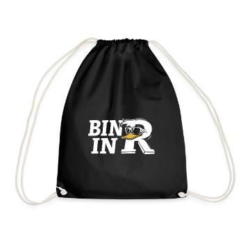 Bin in Rente - Ente Cartoon - Rentner - Turnbeutel - Schwarz - Vorne