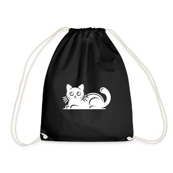 Cute Cat Drawing - Drawstring Bag - black - Front