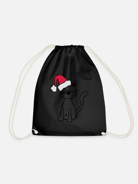 Weihnachtskatze Meowy Christmas - Turnbeutel - Schwarz
