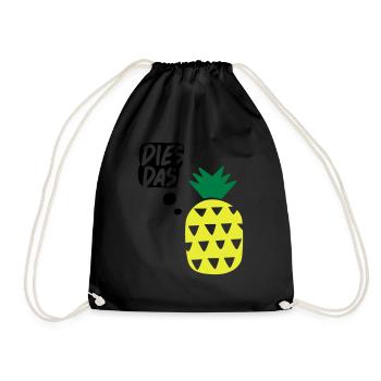 Dies, das, Ananas! Tasse - Turnbeutel - Schwarz - Vorne