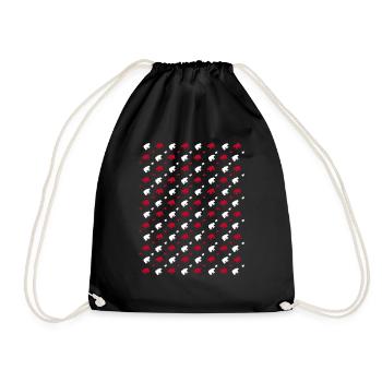 Red and white bear - Drawstring Bag - black - Front