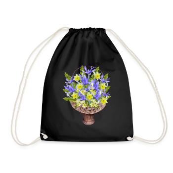 flowers lilies tulips orchids sunflower dahlia ger - Drawstring Bag - black - Front