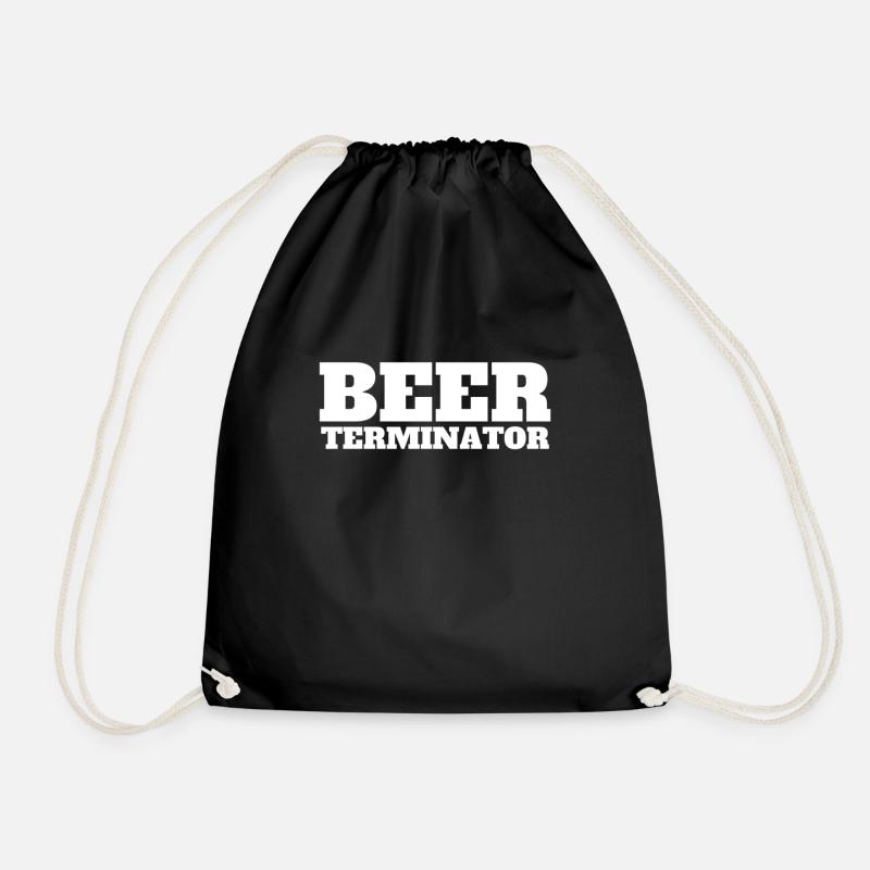 Beer Terminator beer - Drawstring Bag - black
