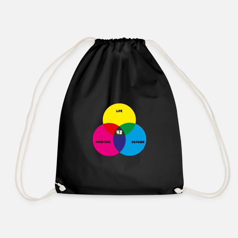 The answer is 42- Life the universe and e - Drawstring Bag - black