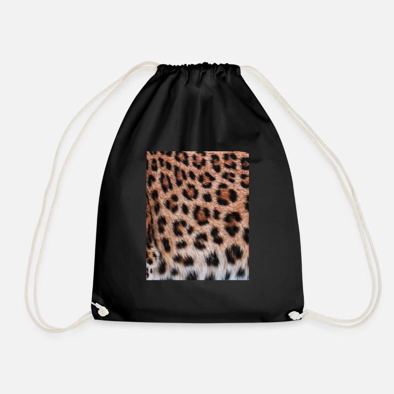 Leopard Fell - Turnbeutel - Schwarz