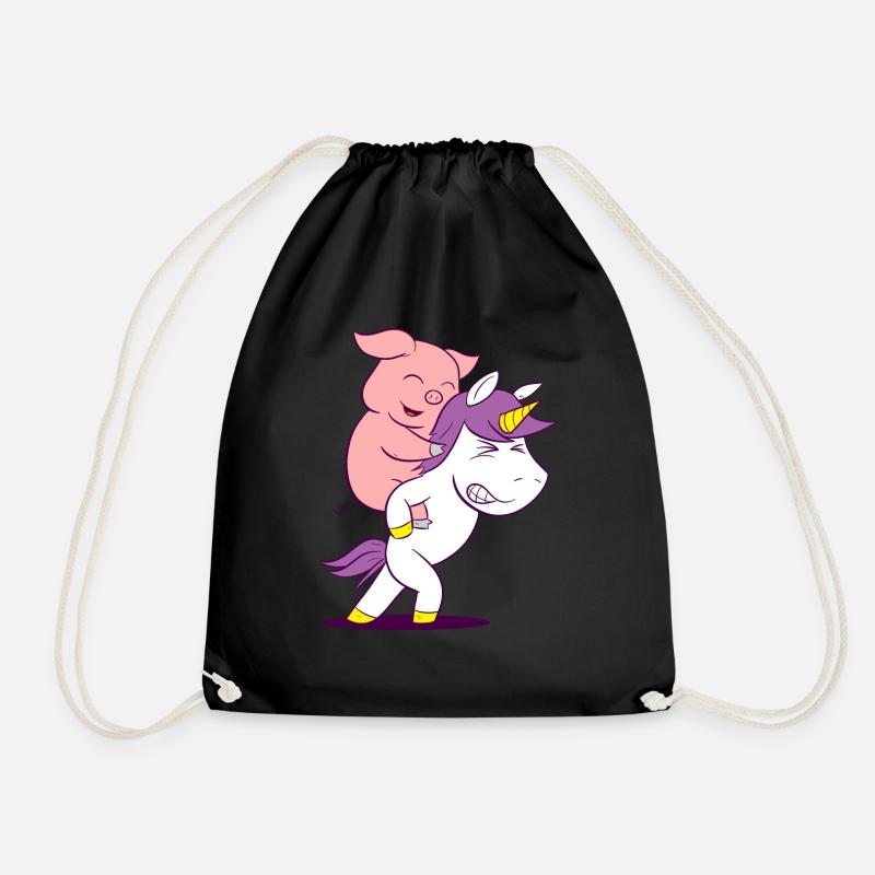 Schwein Schweinchen Einhorn - Turnbeutel - Schwarz