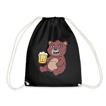 Bear with beer - Drawstring Bag - black - Front