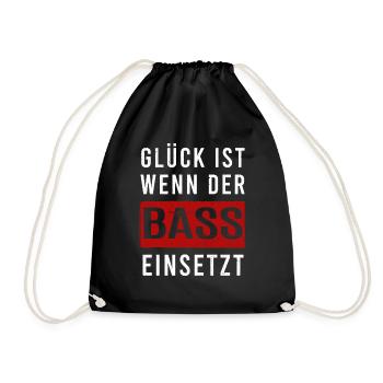 Glück ist wenn der Bass einsetzt - Turnbeutel - Schwarz - Vorne