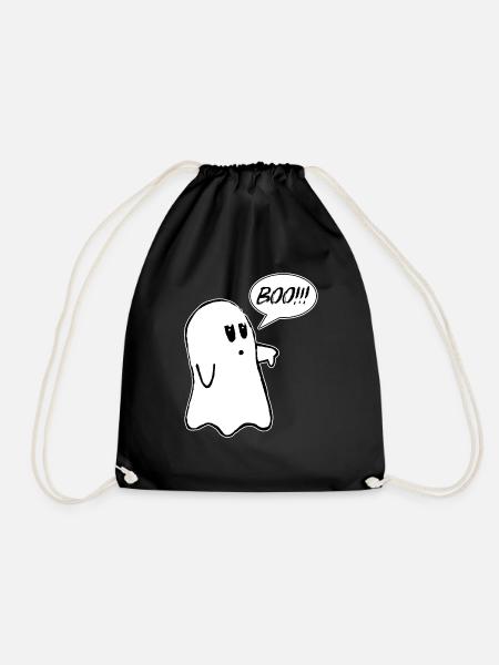 Booooo Ghost Halloween - Drawstring Bag - black