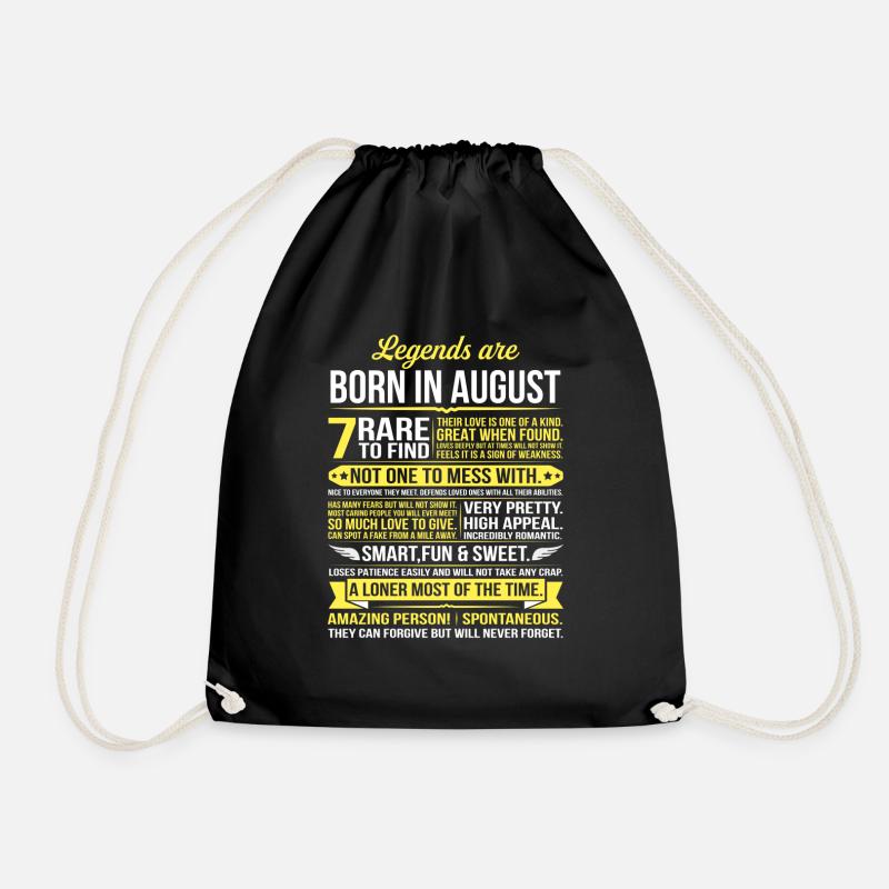 Legends Are Born In August - Drawstring Bag - black