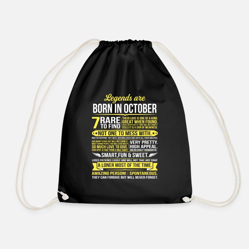 Legends Are Born In October - Drawstring Bag - black