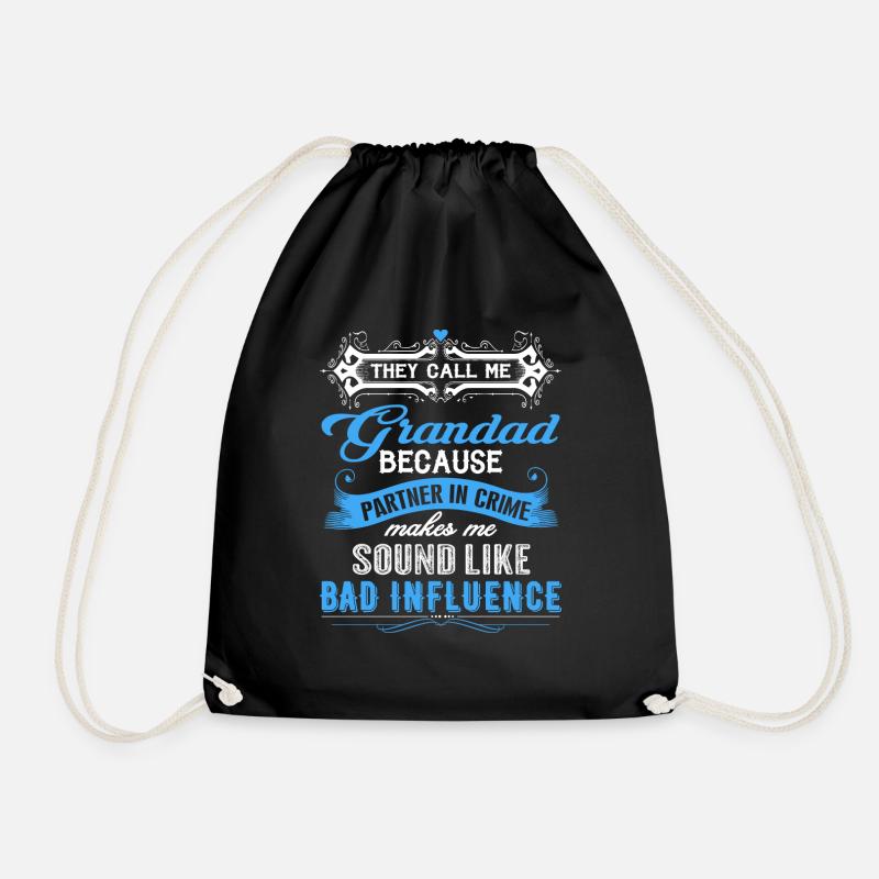 They Call Me Grandad Partner In Crime Funny - Drawstring Bag - black