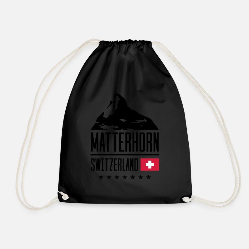 matterhorn switzerland mountain flag - Turnbeutel - Schwarz