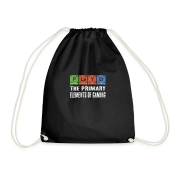 Nerd geek funny player gaming elements - Drawstring Bag - black - Front