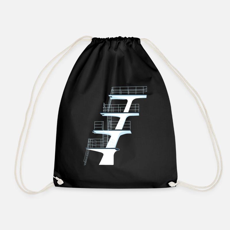 diving tower outdoor pool - Drawstring Bag - black