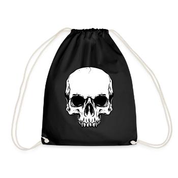 Demi tête de crâne - Sac de sport léger - noir - Devant