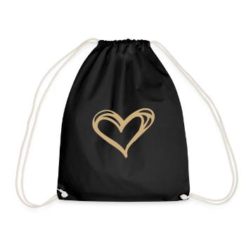 Herz Geschenk - Turnbeutel - Schwarz - Vorne