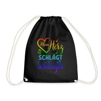 Schlager Geschenk Musik Party Raving Konzert - Turnbeutel - Schwarz - Vorne