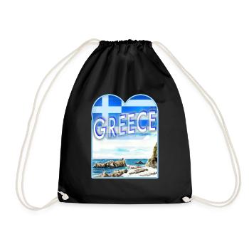 Aquarelle VK Côte GR m Herz u Fagge Greece Grec - Sac de sport léger - noir - Devant