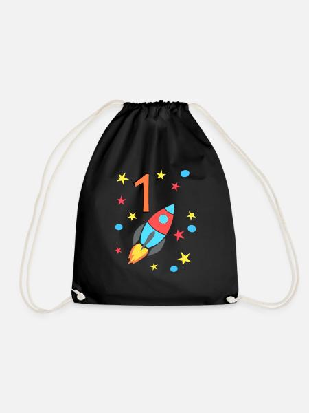 Birthday Rocket 1 - Drawstring Bag - black
