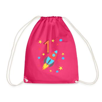 Birthday Rocket 1 - Drawstring Bag - fuchsia - Front