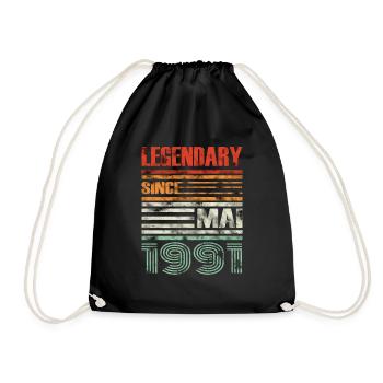 May 1991 Birthday 30 years birthday 30. 91 - Drawstring Bag - black - Front