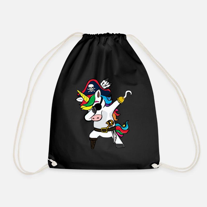 Dabbing Einhorn Piraten Geschenk - Turnbeutel - Schwarz