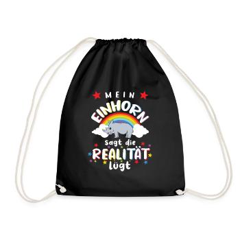 Mein Einnhorn sagt die Realität lügt bunt - Turnbeutel - Schwarz - Vorne