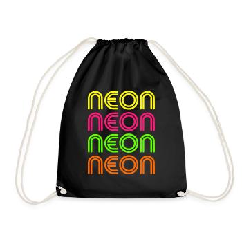 Neon pink orange grün gelb 80er 90er Outfit Party - Turnbeutel - Schwarz - Vorne