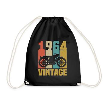 1964 Geburtstag Biker Vintage Motorrad Geschenk - Turnbeutel - Schwarz - Vorne