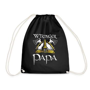 Wikinger Papa Helm Vater Dad Odin Myolnir Vikinger - Turnbeutel - Schwarz - Vorne
