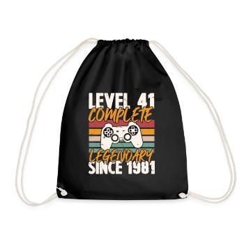 Level 41 Full Vintage Anniversary 41 Years - Drawstring Bag - black - Front