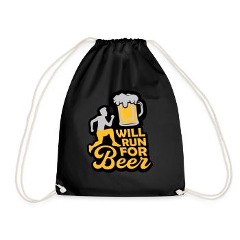 Running for beer - Drawstring Bag - black - Front