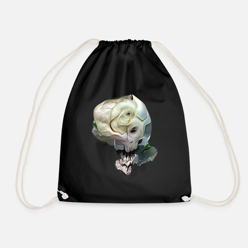 Skull Rose - Drawstring Bag - black