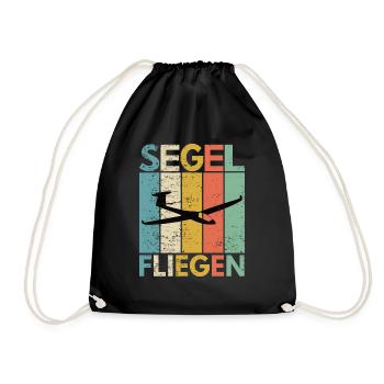 Segelflug Retro Vintage Design für Segelflieger - Turnbeutel - Schwarz - Vorne