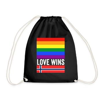Love Wins Oslo pride Norway - Drawstring Bag - black - Front