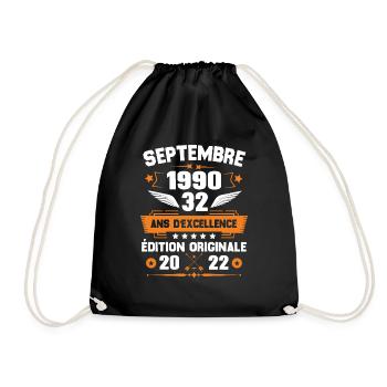 Septembre 1990 Idée cadeau d'anniversaire 32 ans - Sac de sport léger - noir - Devant