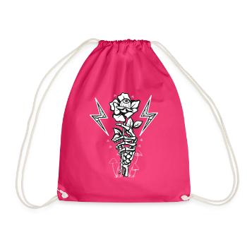 Skeleton Hand holding a Rose - Gothic - Drawstring Bag - fuchsia - Front