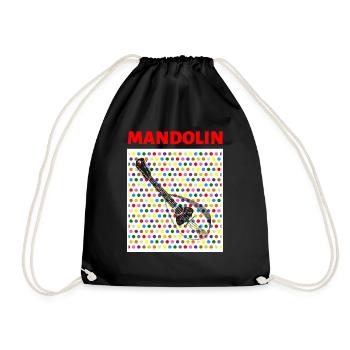 Mandolin (rote Schrift, bunte Punkte) - Turnbeutel - Schwarz - Vorne