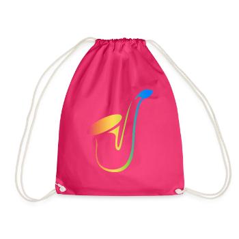 Ellie Sax - PRIDE Saxophone Logo - Drawstring Bag - fuchsia - Front
