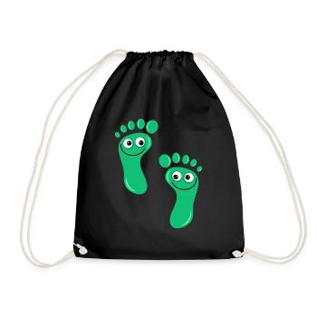Happy Green Feet - Drawstring Bag - black - Front