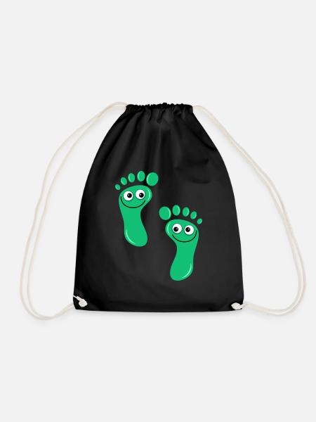 Happy Green Feet - Drawstring Bag - black
