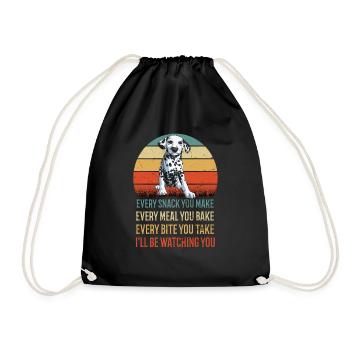 Every Snack You Make Dalmatiner Punkte Hund Hunde - Turnbeutel - Schwarz - Vorne